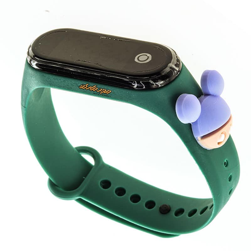 ساعت دیجیتالی بند سیلیکونی سبز پررنگ طرح موش بنفش