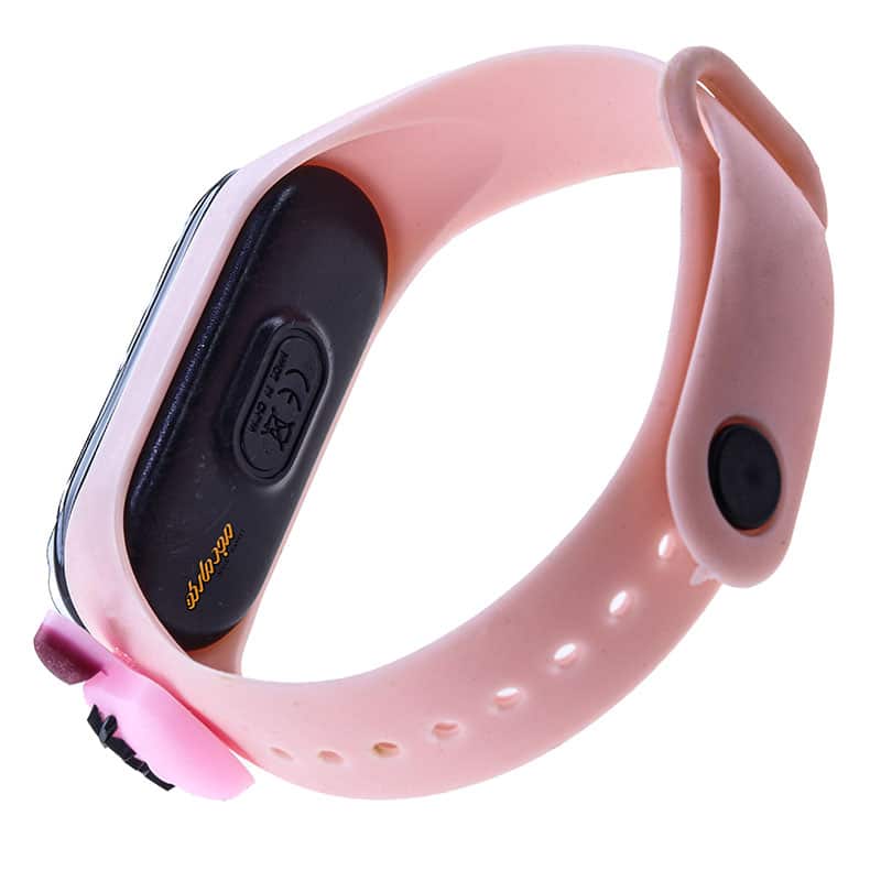 ساعت دیجیتالی بند سیلیکونی صورتی طرح موش (1)