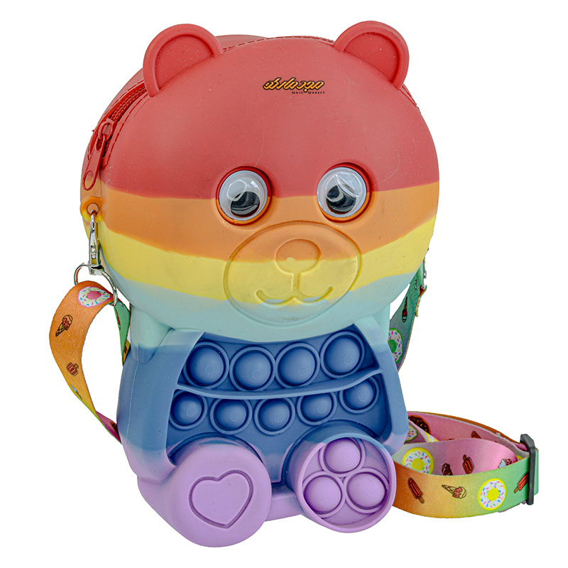 کیف پاپ ایتی سیلیکونی رنگین کمونی طرح خرس