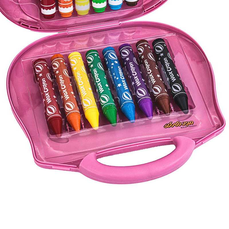 ست 14 رنگ ماژیک و مدادشمعی صورتی اسکول فنس SCHOOL FANS 92419 (1)