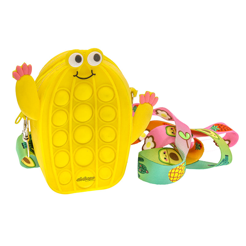 کیف پاپ ایتی سیلیکونی زرد طرح کاکتوس