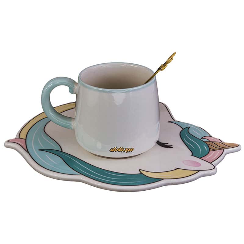 ماگ و نعلبکی طرح یونیکورن آبی (2)