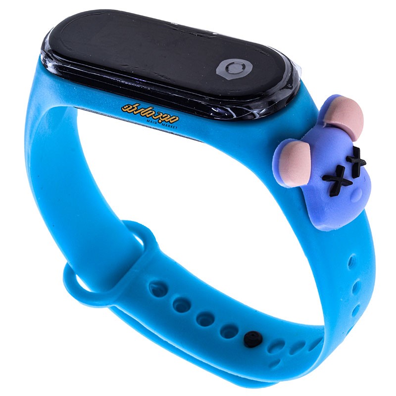 ساعت دیجیتالی بند سیلیکونی آبی طرح موش