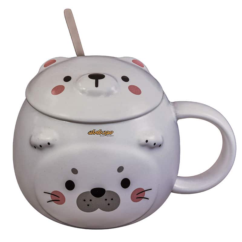 ماگ فانتزی سفید طرح برجسته خرس قطبی