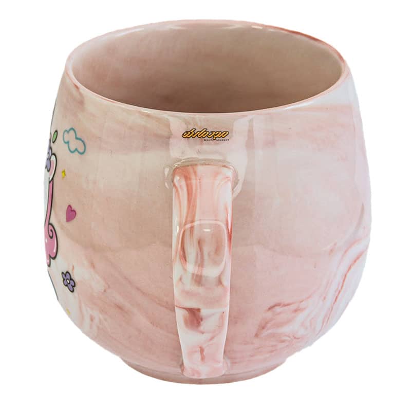 ماگ فانتزی صورتی آبرنگی طرح یونیکورن (1)