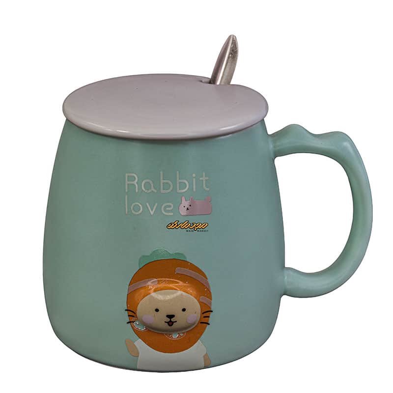 ماگ فانتزی سبز طرح شیر برجسته