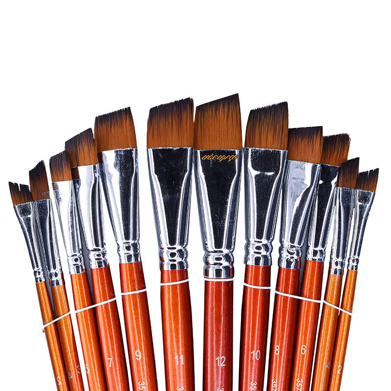 ست قلم مو سر کج دسته دو رنگ 3577 ماریس (3)