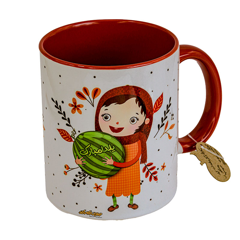 ماگ سفید و قرمز طرح یلدا