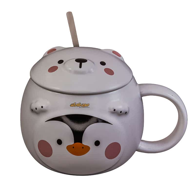 ماگ فانتزی سفید طرح برجسته پنگوئن