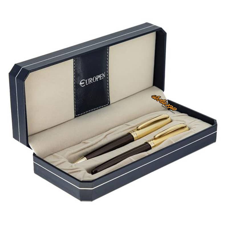 ست خودکار خودنویس طلایی قهوه ای یوروپن مدل CLUB (1)