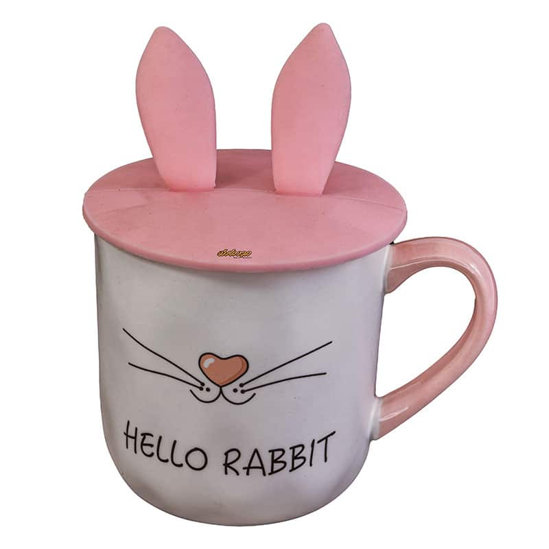 ماگ فانتزی سفید و صورتی طرح HELLO RABBIT