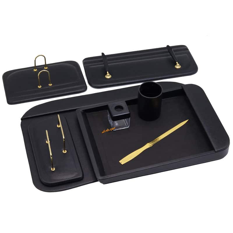 سرویس اداری رومیزی کد 3 مشکی چرم چوب