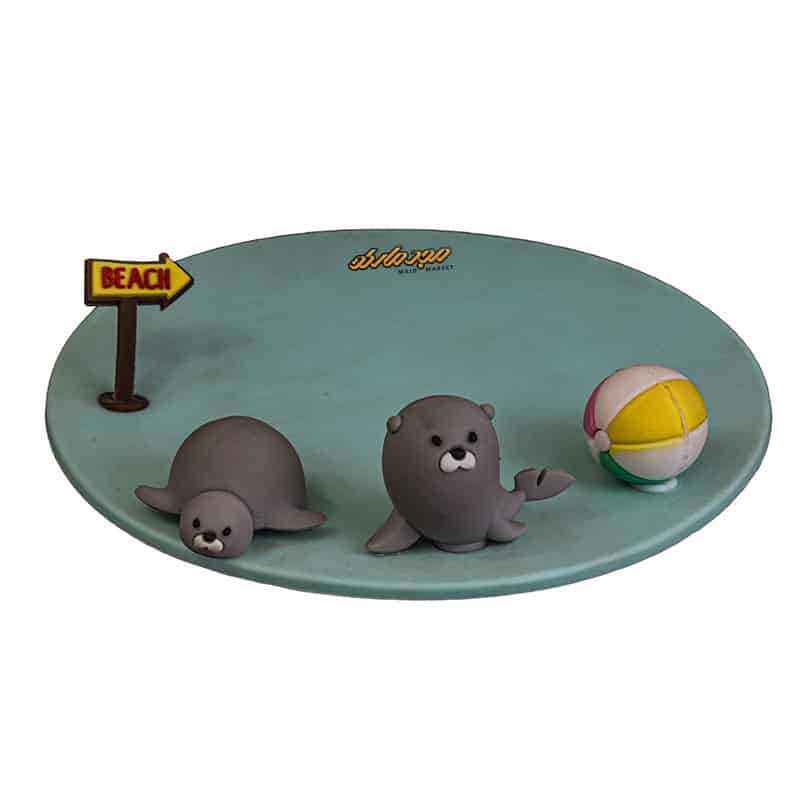 ماگ فانتزی سفید و سبز طرح ساحل زیر سیلیکونی (2)