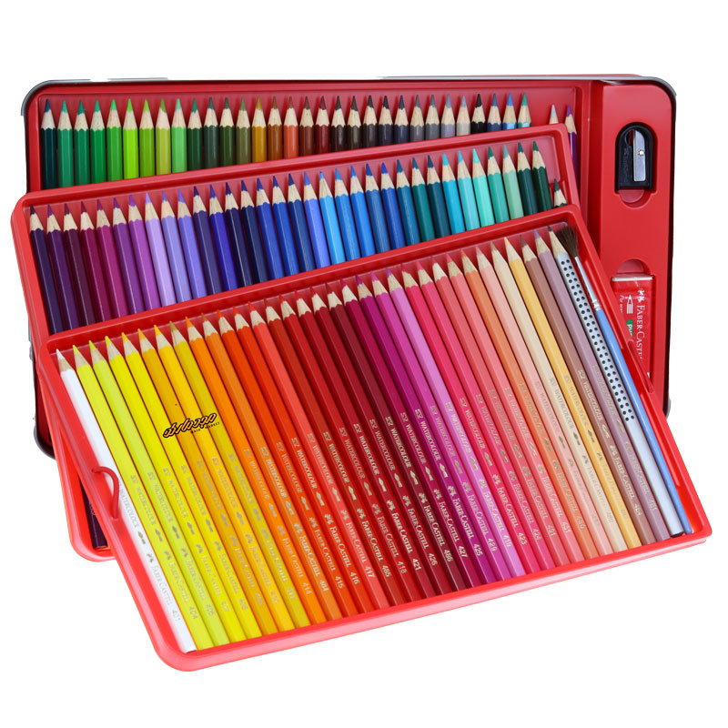 مداد رنگی آبرنگی 100 رنگ جعبه فلزی کلاسیک فابر کاستل (12)