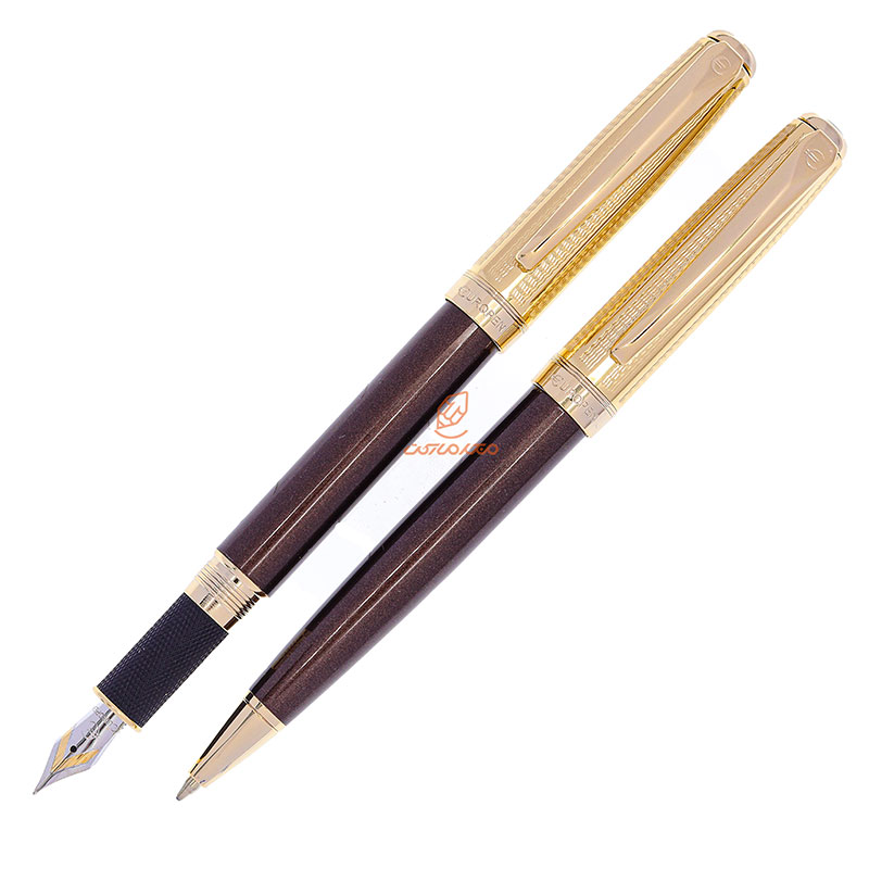 ست خودکار خودنویس طلایی قهوه ای یوروپن مدل CLUB