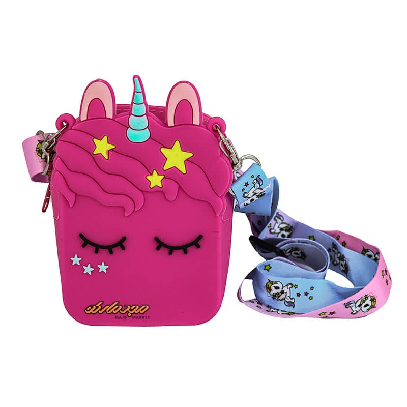 کیف سیلیکونی صورتی طرح یونی کورن