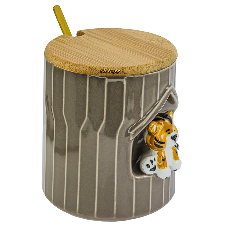 ماگ فانتزی قهوه ای طرح ببر برجسته (3)