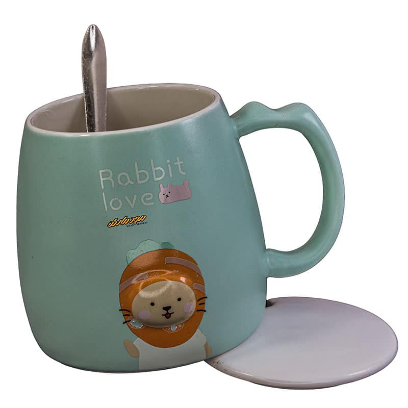 ماگ فانتزی سبز طرح شیر برجسته (1)