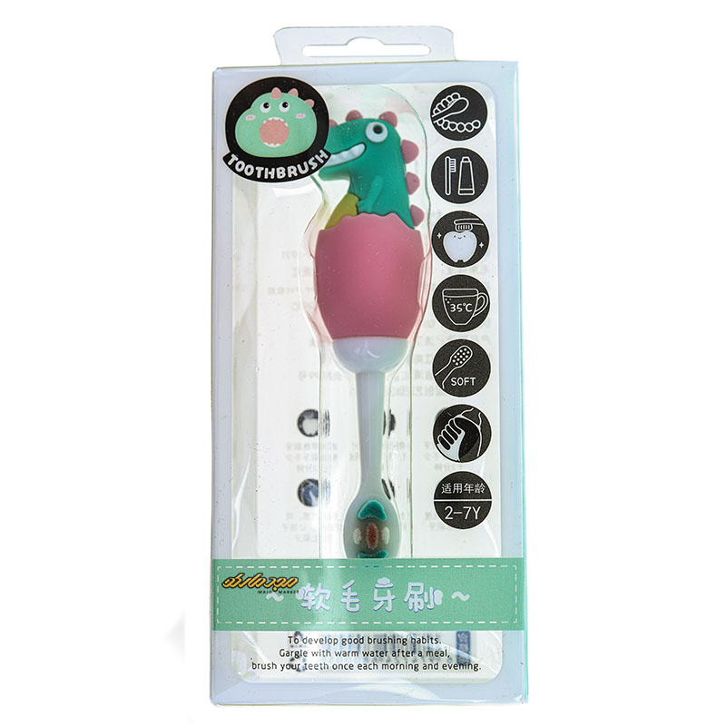 مسواک فانتزی طرح دایناسور سبز صورتی (4)