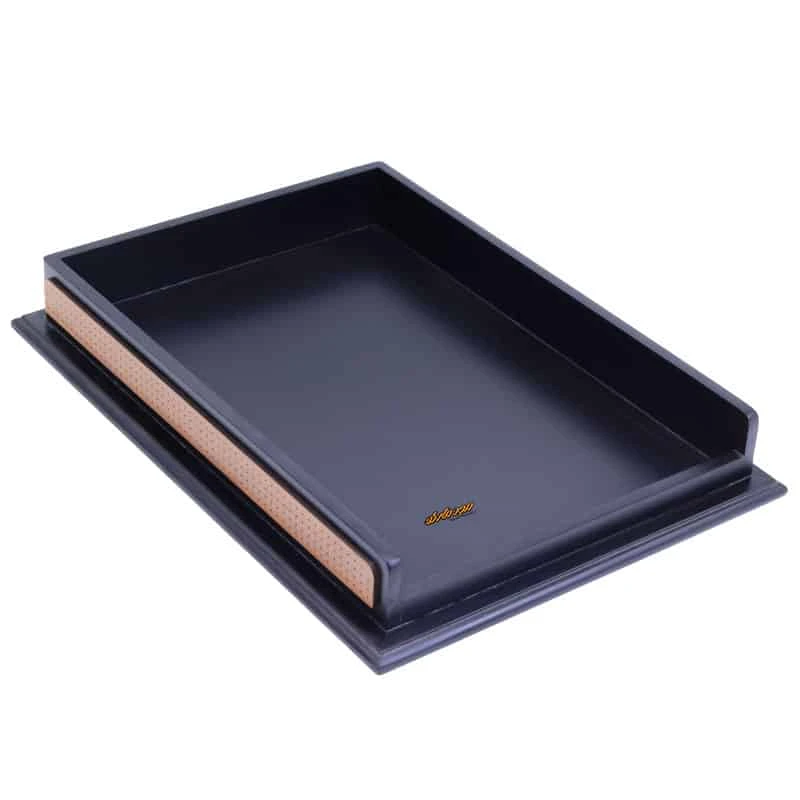 سرویس اداری رومیزی طرح مشبک کد 6 مشکی قهوه ای چرم چوب (7)