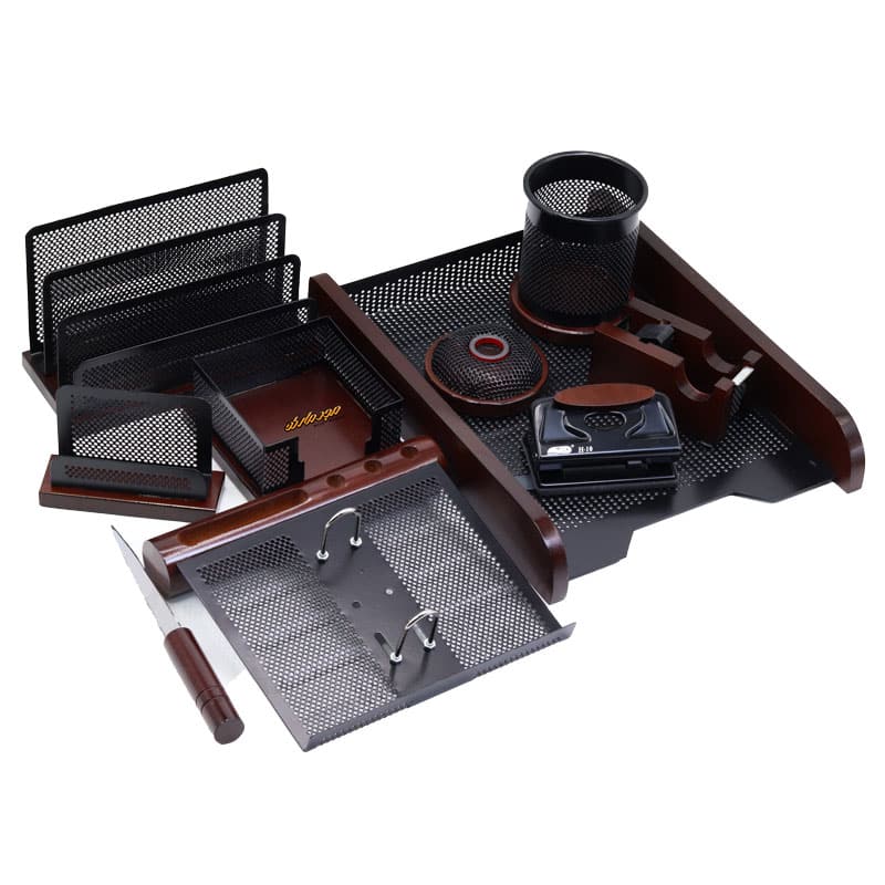 سرویس اداری رومیزی چوب و فلز قهوه ای کد 10 شهاب تحریر