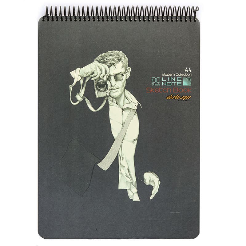 دفتر طراحی سیمی 80 برگ A4 طرح مرد دوربین دار لاین نوت