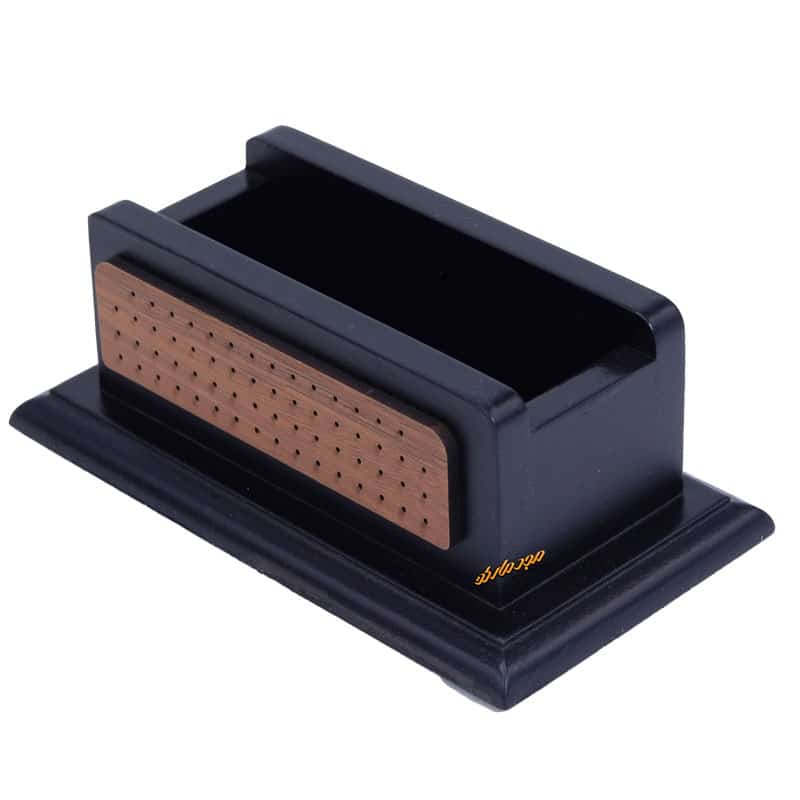 سرویس اداری رومیزی طرح مشبک کد 6 مشکی قهوه ای چرم چوب (3)