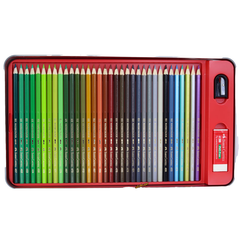مداد رنگی آبرنگی 100 رنگ جعبه فلزی کلاسیک فابر کاستل (10)