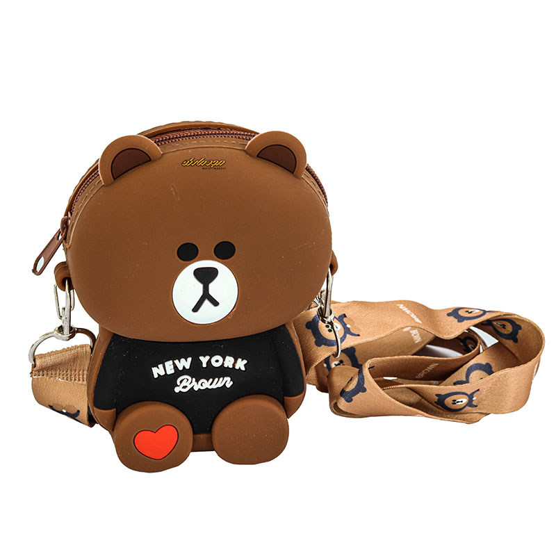 کیف سیلیکونی قهوه ای مشکی طرح خرس