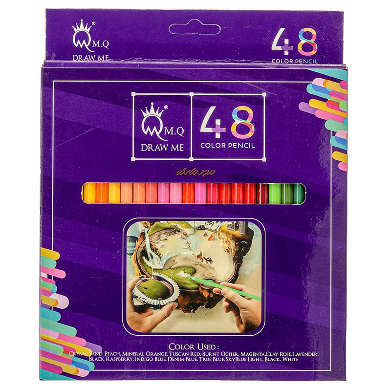 مداد رنگی 48 رنگ جعبه مقوایی ام کیو MQ