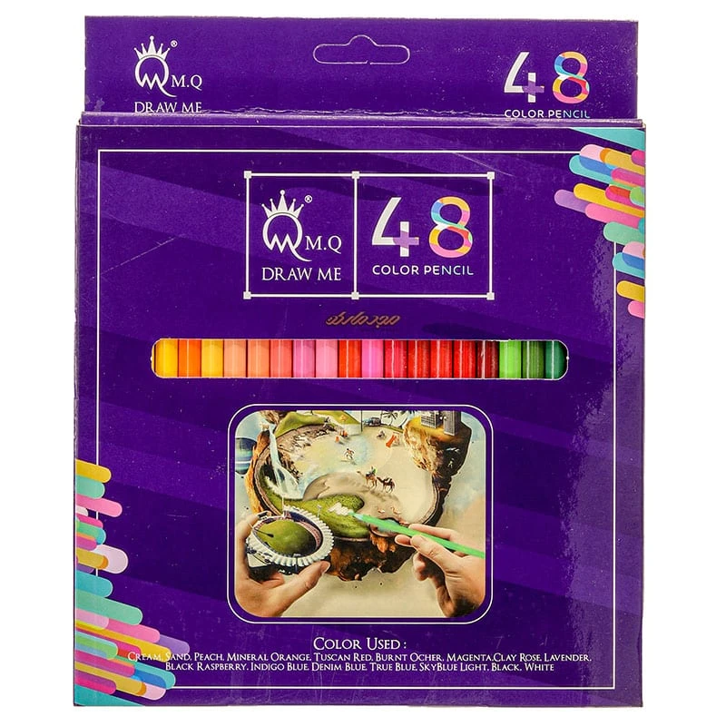 مداد رنگی 48 رنگ مقوایی ام کیو (5)