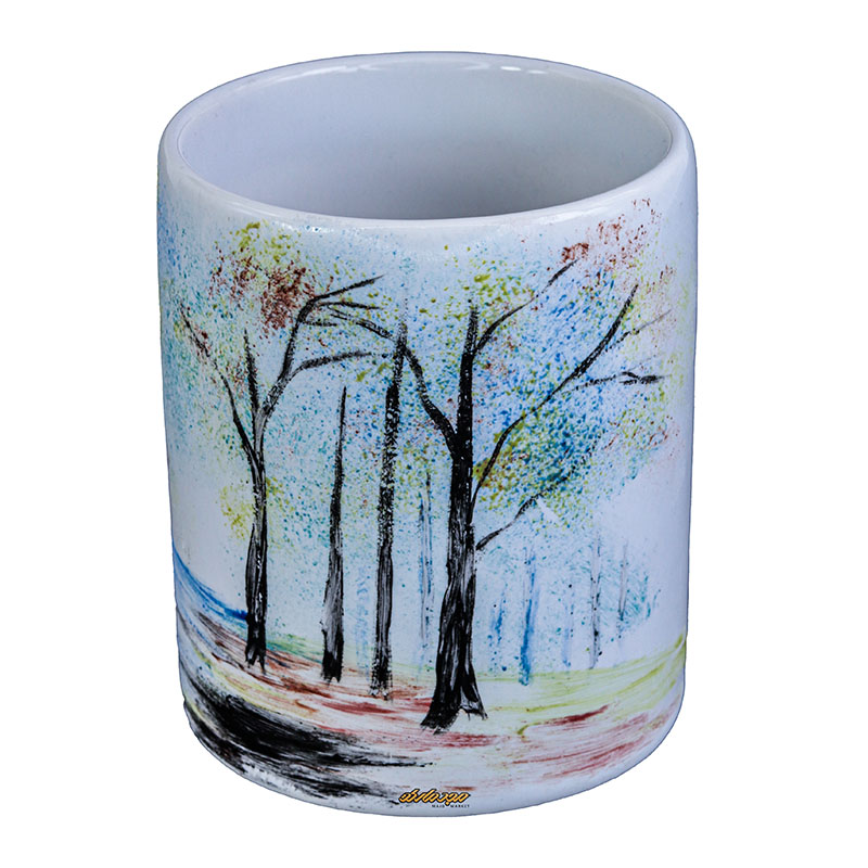 ماگ سفید طرح درخت آبرنگی (1)