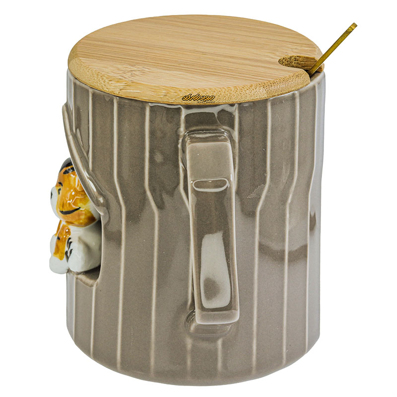 ماگ فانتزی قهوه ای طرح ببر برجسته (1)