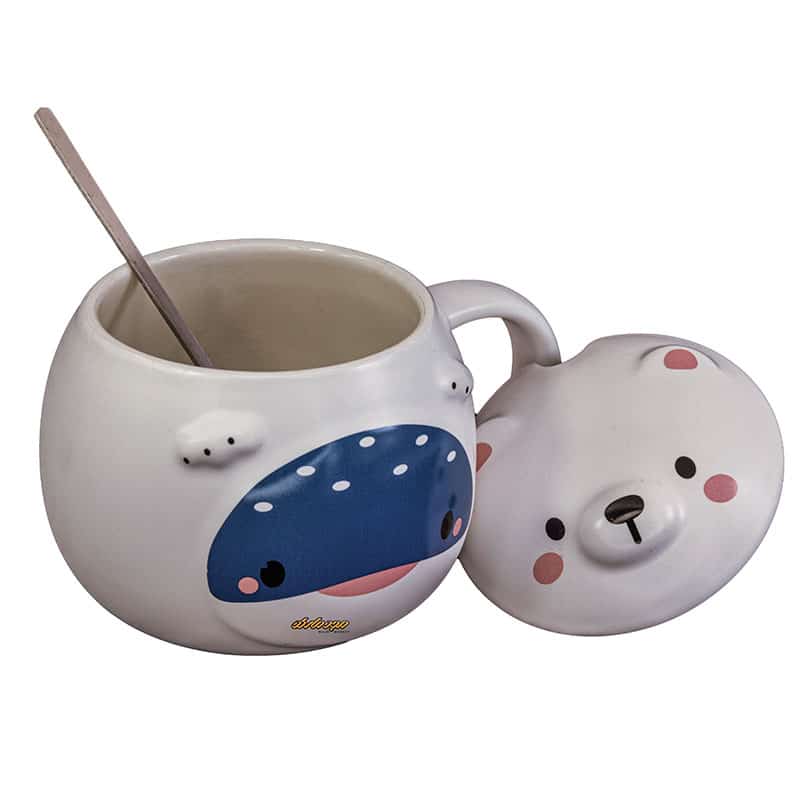 ماگ فانتزی سفید طرح برجسته نهنگ (1)