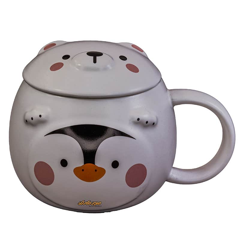 ماگ فانتزی سفید طرح برجسته پنگوئن (4)