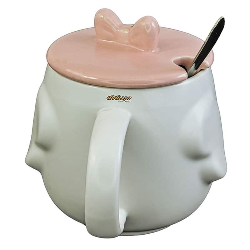 ماگ فانتزی سفید و صورتی طرح خوک (2)