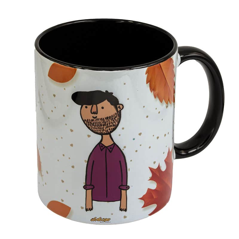 ماگ ماه تولد سفید و مشکی طرح پسر آبانی