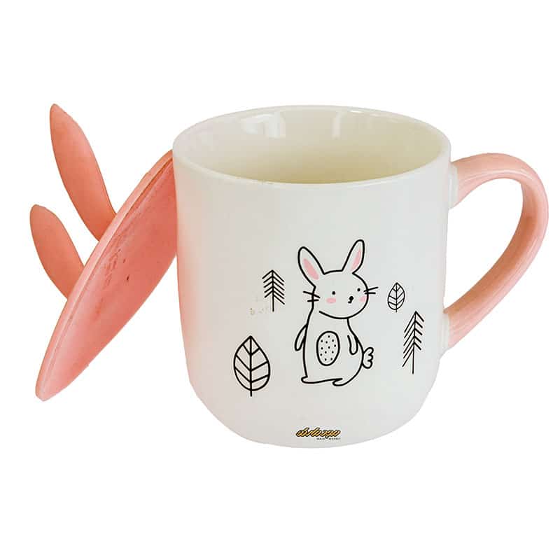 ماگ فانتزی سفید و صورتی طرح خرگوش (2)