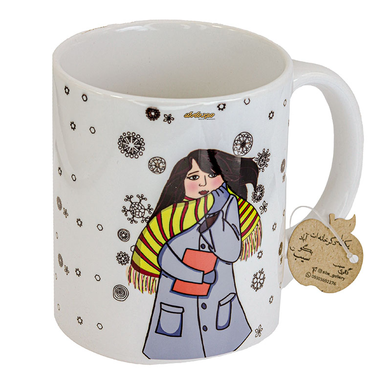 ماگ سفید طرح دختر زمستانی