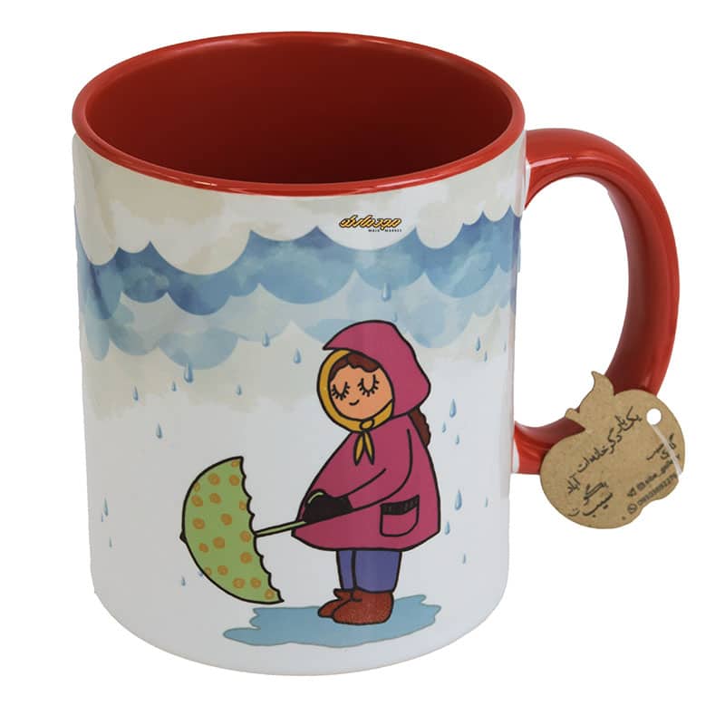 ماگ ماه تولد سفید و قرمز طرح دختر آبانی