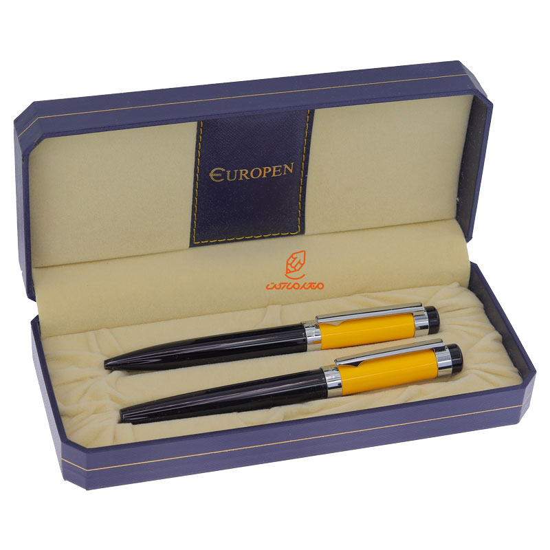 ست خودکار و روان نویس مشکی زرد یوروپن مدل LAST