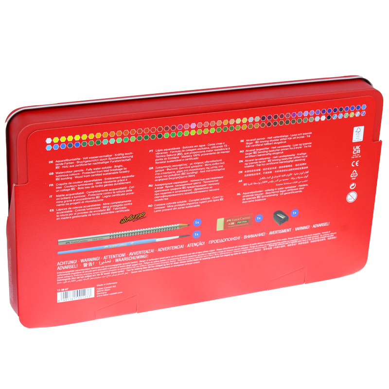 مداد رنگی آبرنگی 100 رنگ جعبه فلزی کلاسیک فابر کاستل (3)