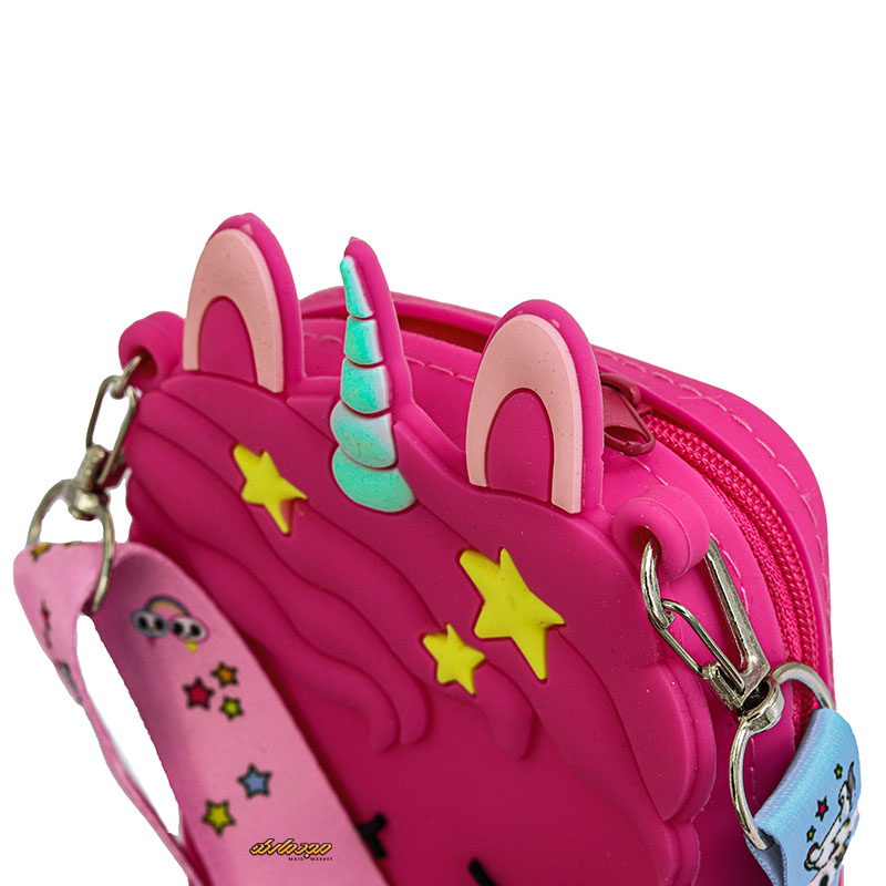 کیف سیلیکونی صورتی طرح یونی کورن (1)