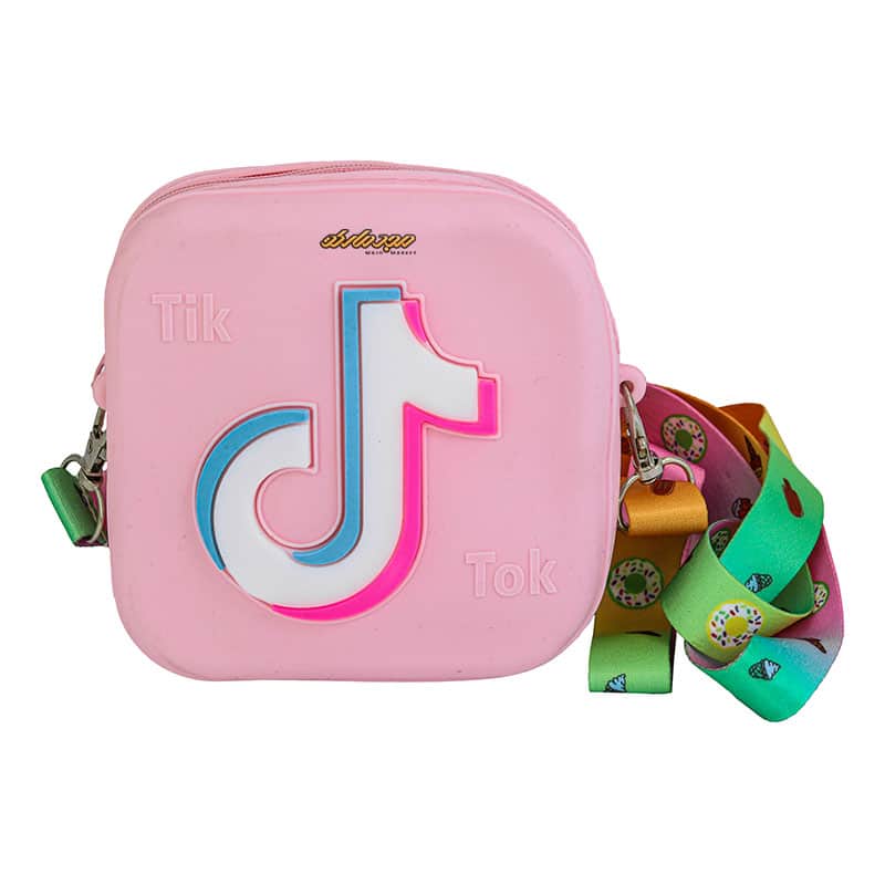 کیف سیلیکونی صورتی طرح تیک تاک