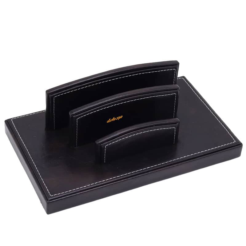 سرویس اداری رومیزی کد 5 قهوه ای چرم چوب (9)