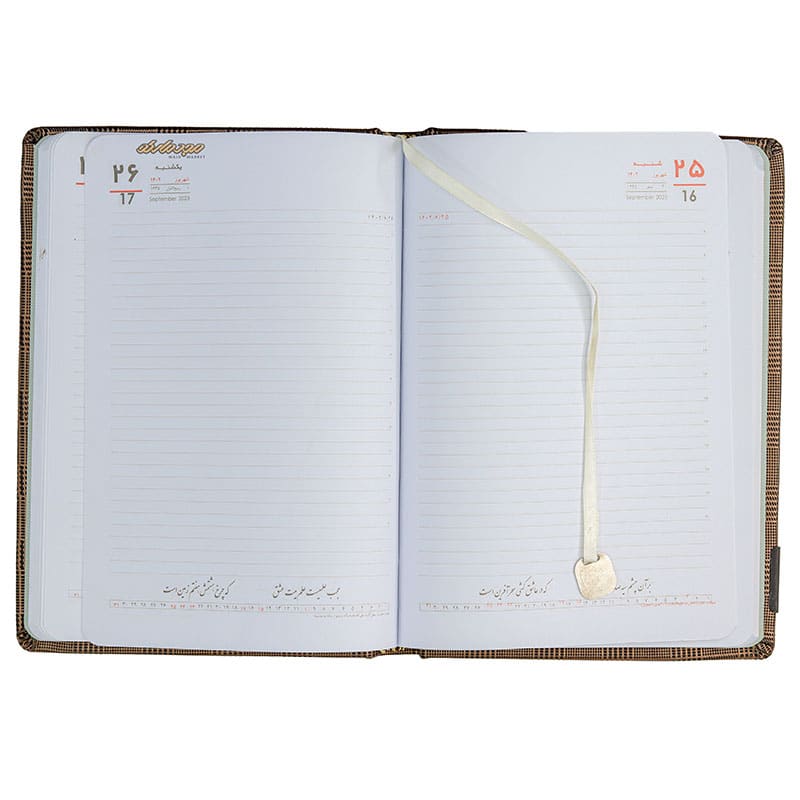 سالنامه (سررسید) 1402 طرح چرم پیچازی طوسی ایلیا 233 (3)