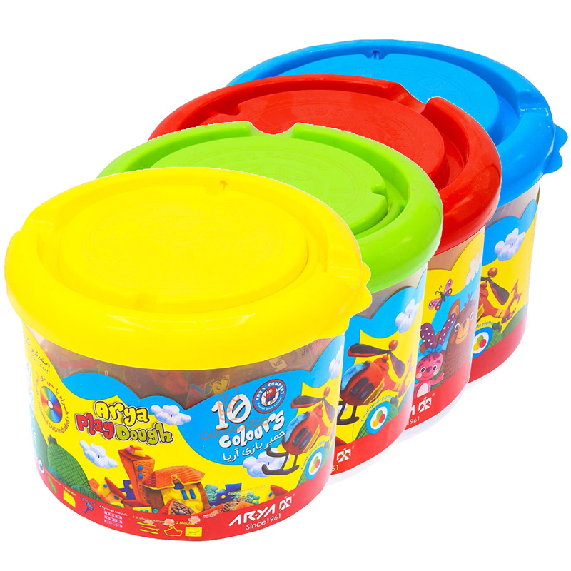 خمیر بازی 10 رنگ سطلی آریا ARYA