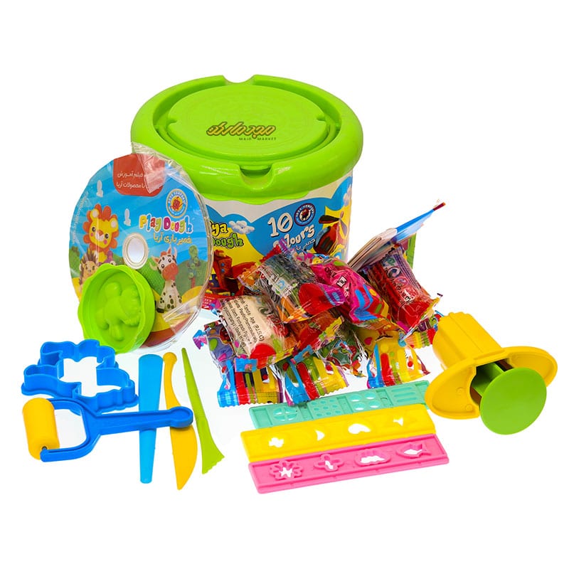 خمیر بازی 10 رنگ سطلی سبز آریا (5)