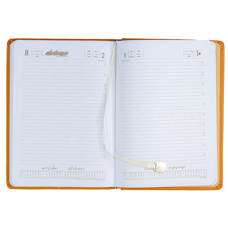 سالنامه (سررسید) 1402 عسلی طرح چرم سوزنی ایلیا 221 (1)