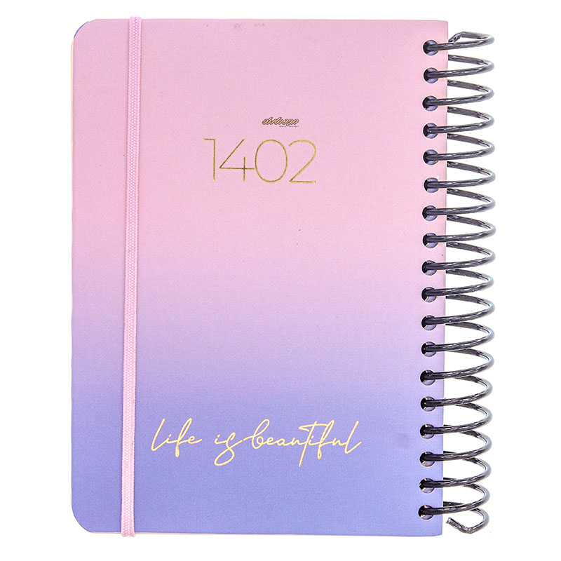 سالنامه 1402 پالتویی طرح دو رنگ صورتی آبی دات نوت